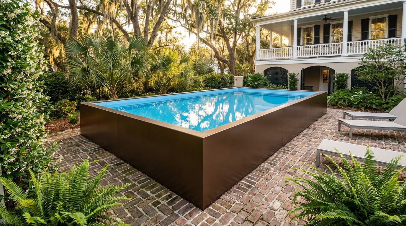 20 x 32 Canyon Bronze Aqua Blue Architectural Pool