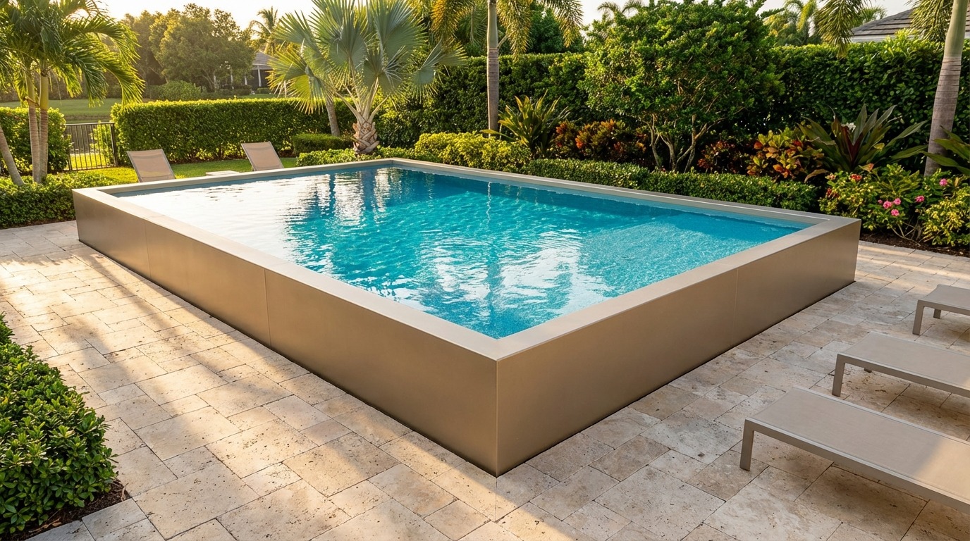 20 x 32 Champagne Mist Blue Topaz Architectural Pool