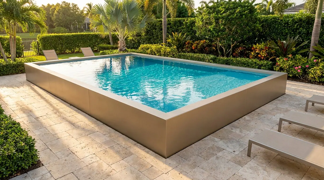 20 x 32 Champagne Mist Blue Topaz Architectural Pool