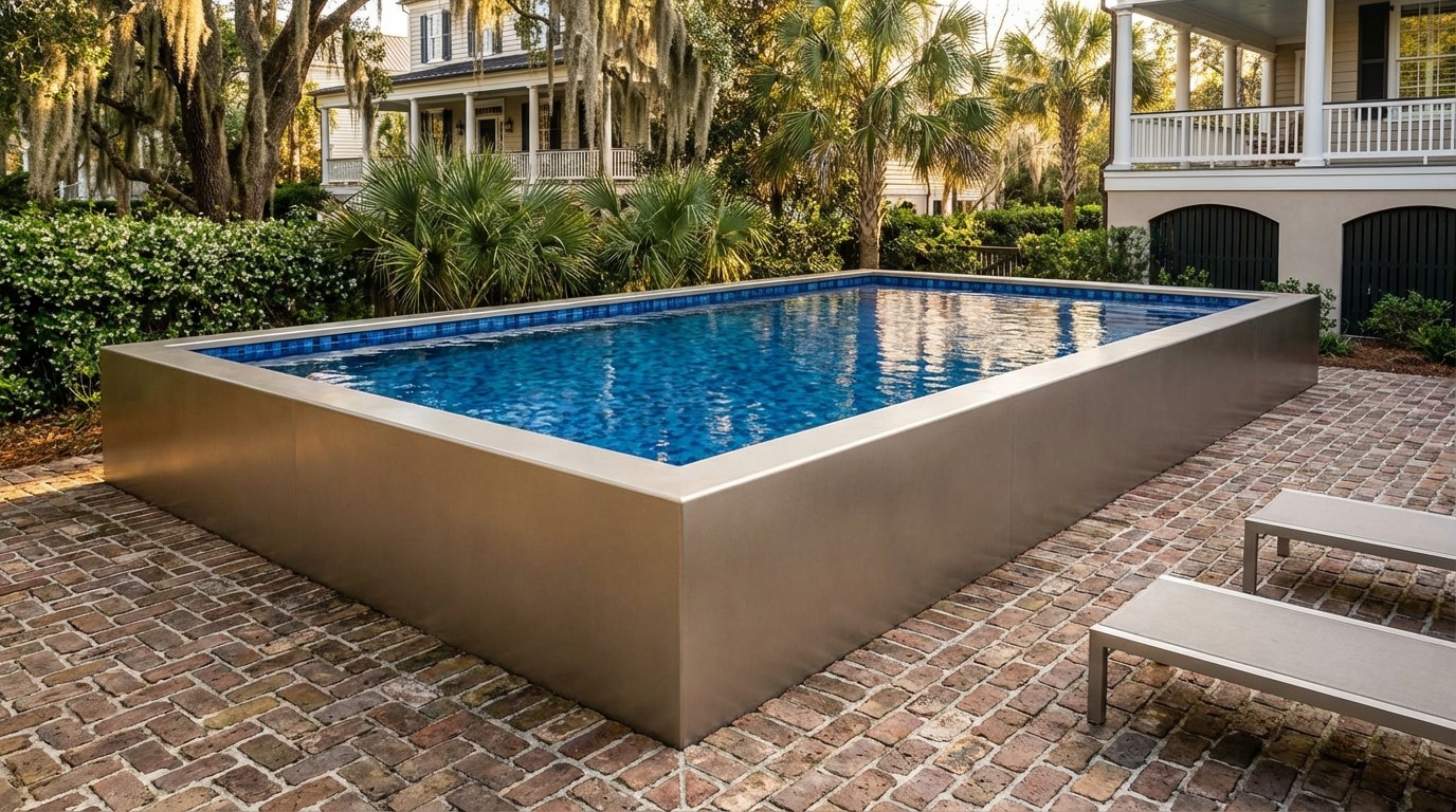 20 x 32 Champagne Mist Mystic Blue Architectural Pool