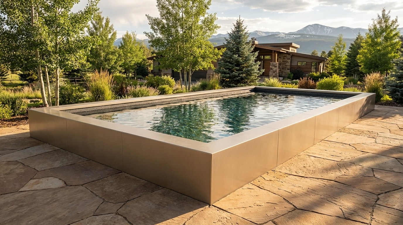 20 x 32 Champagne Mist Titanium Stone Architectural Pool