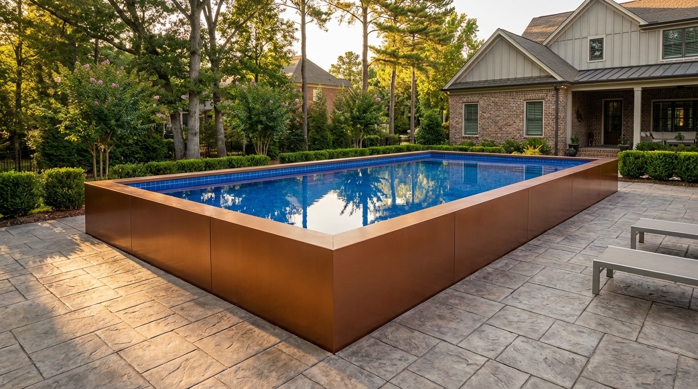 20 x 32 Espresso Copper Blue Matrix Architectural Pool