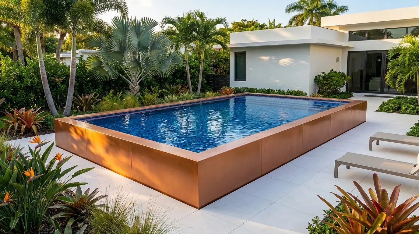 20 x 32 Espresso Copper Mystic Blue Architectural Pool