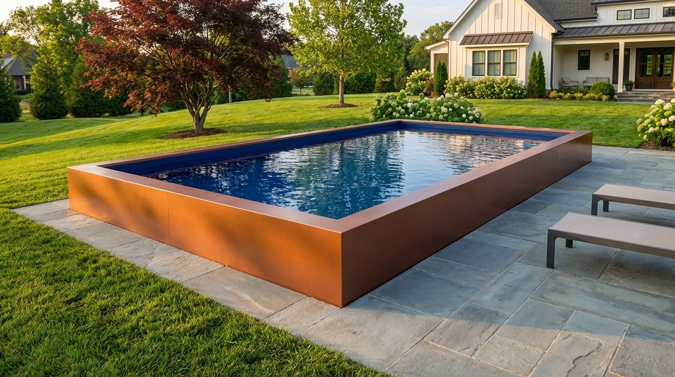 20 x 32 Espresso Copper Deep Sea Blue Architectural Pool