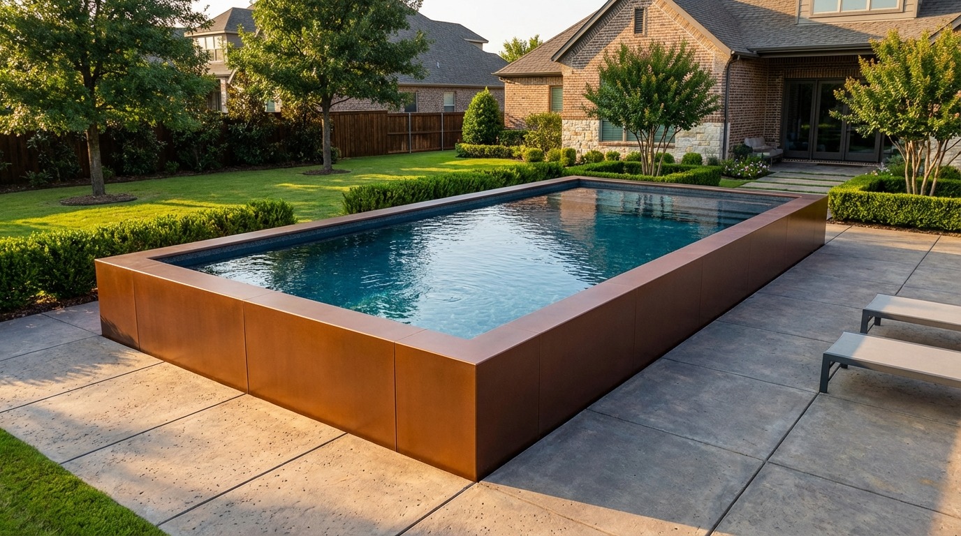 20 x 32 Espresso Copper Titanium Stone Architectural Pool