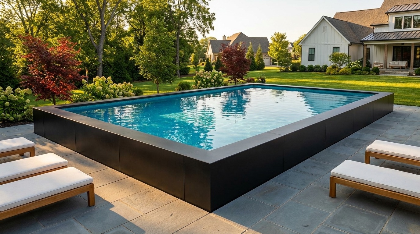 20 x 32 Midnight Black Blue Topaz Architectural Pool