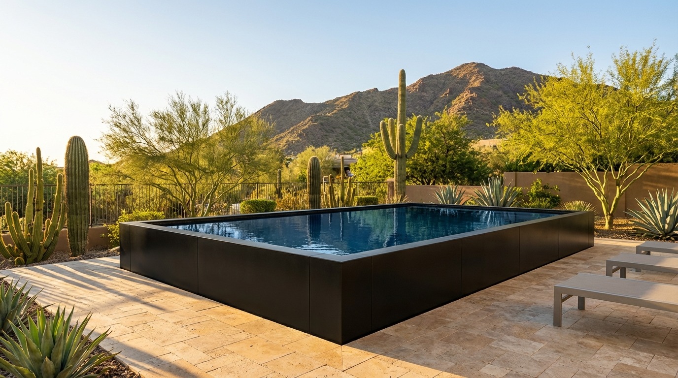 20 x 32 Midnight Black Black Sapphire Architectural Pool