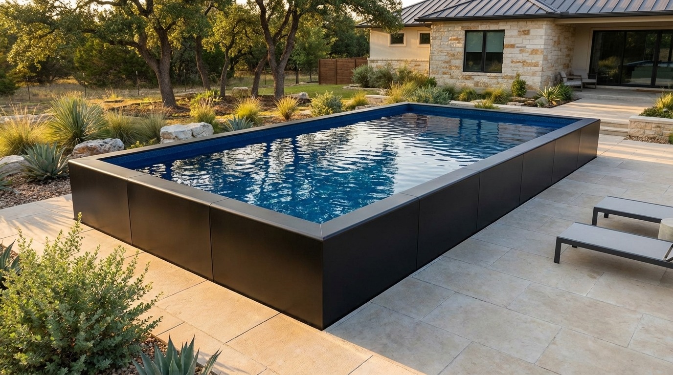 20 x 32 Midnight Black Deep Sea Blue Architectural Pool