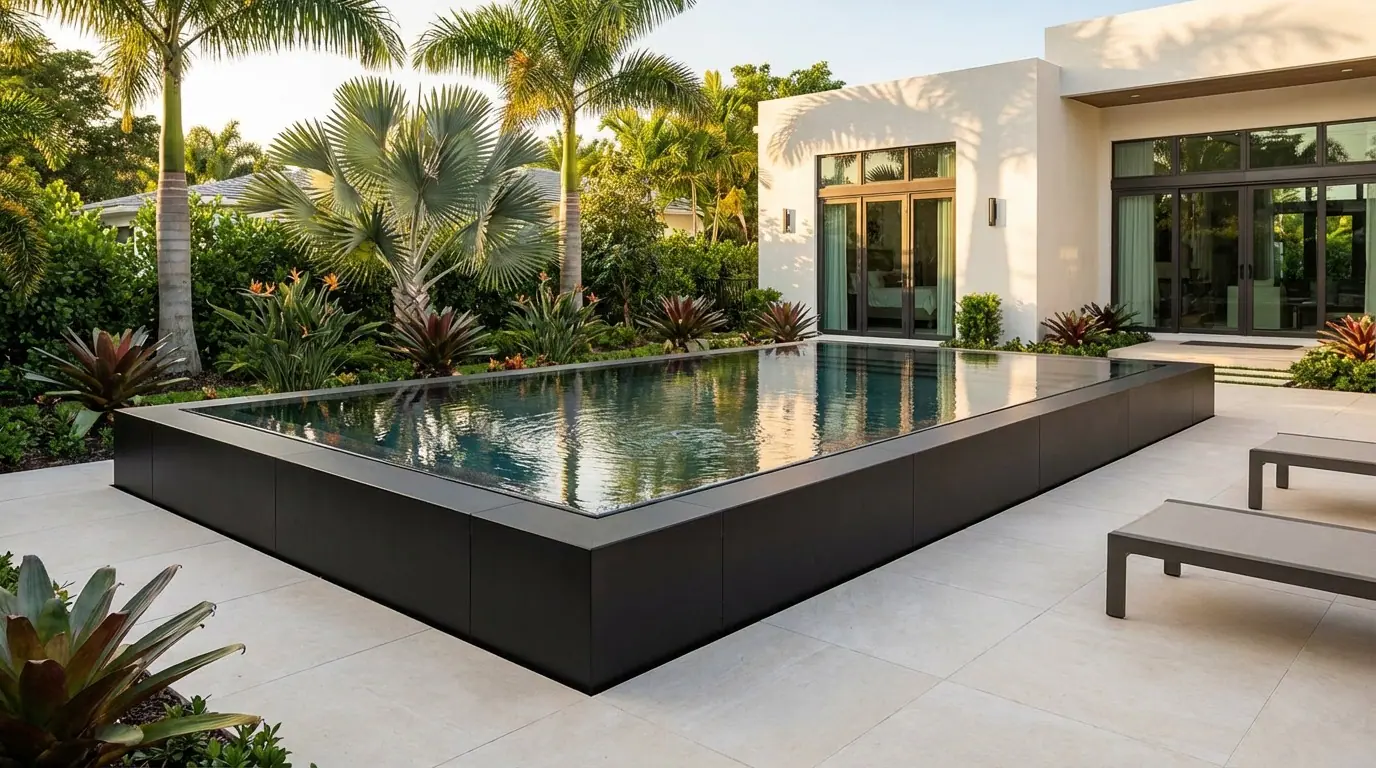20 x 32 Midnight Black Titanium Stone Architectural Pool