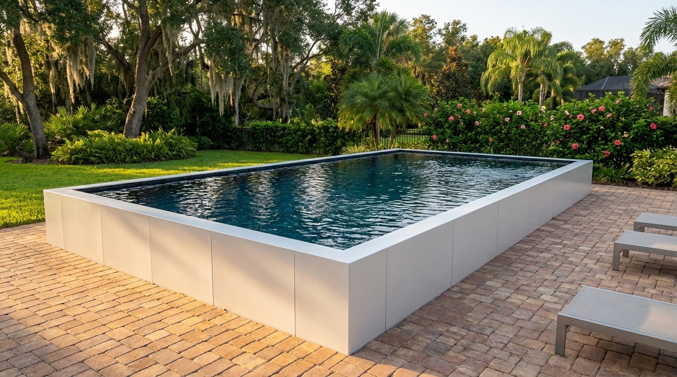 20 x 32 Alpine White Black Sapphire Architectural Pool