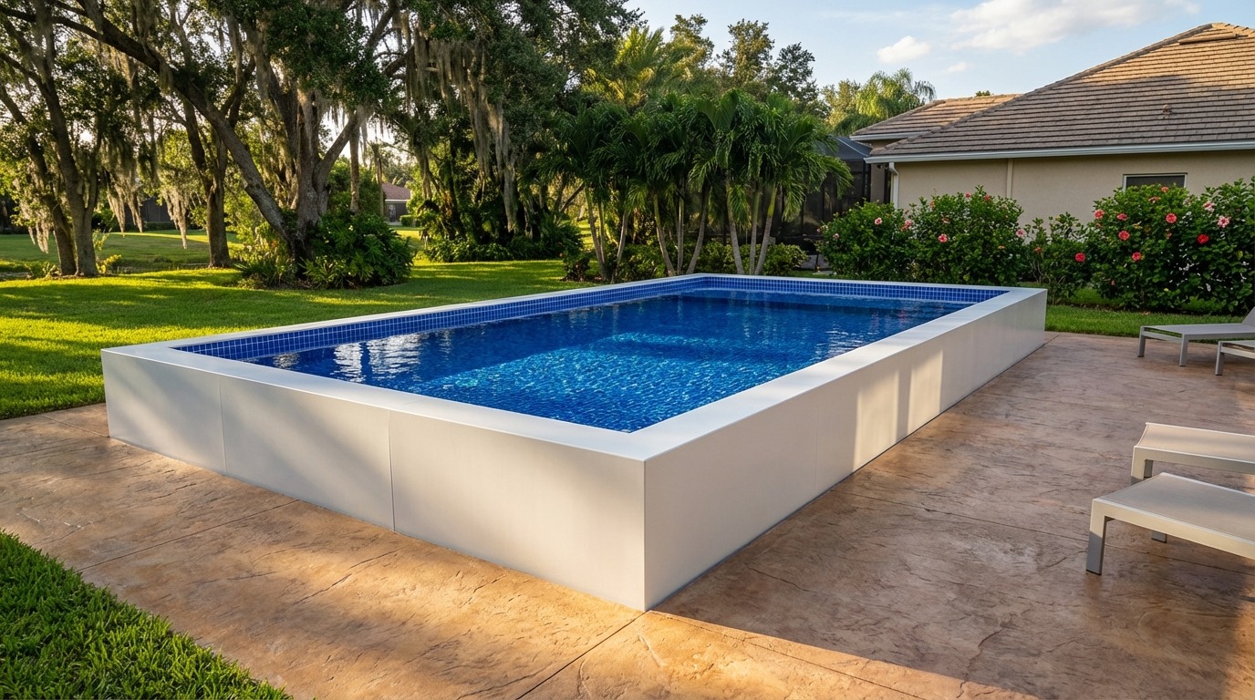 20 x 32 Alpine White Blue Matrix Architectural Pool