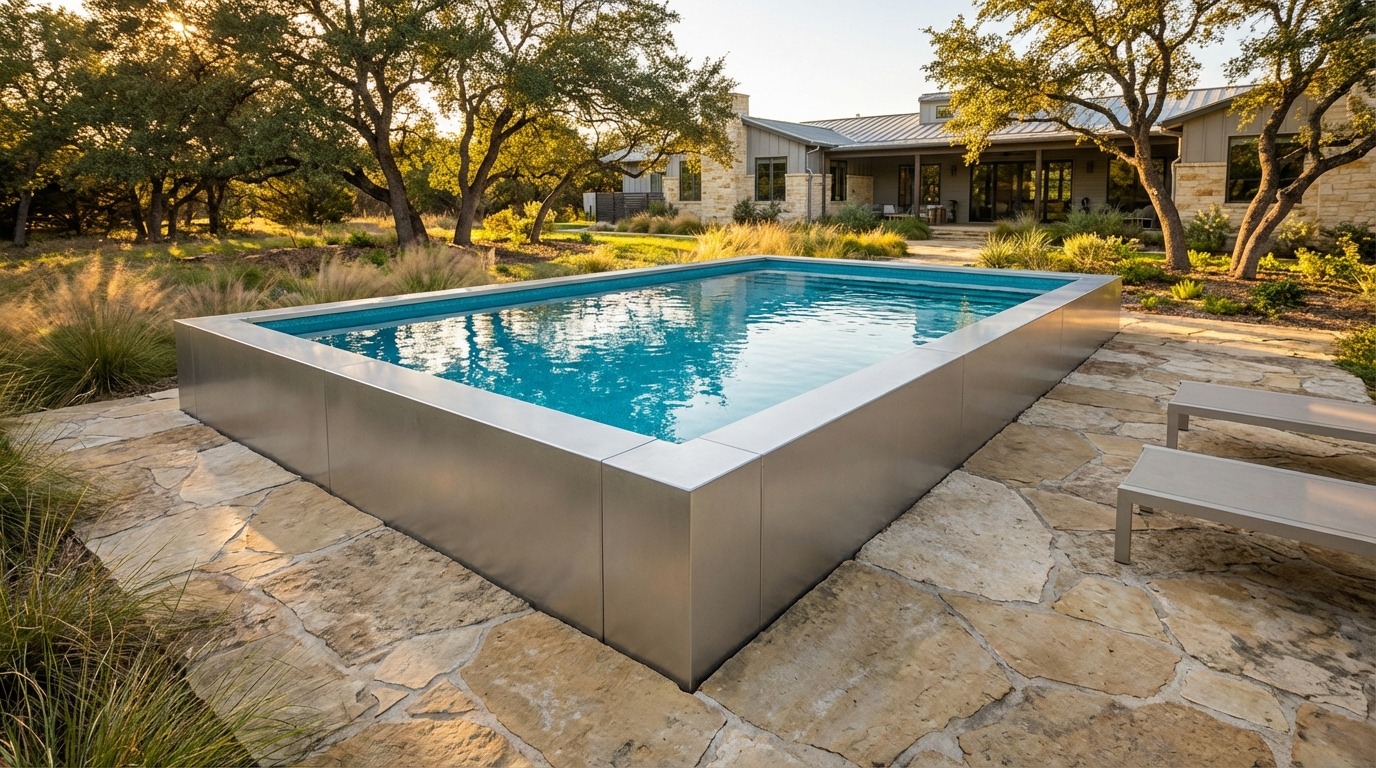 20 x 32 Platinum Silver Blue Topaz Architectural Pool