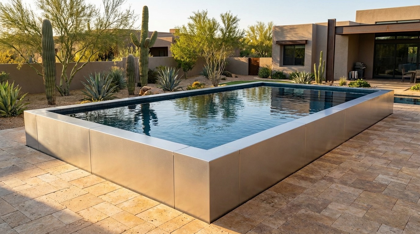 20 x 32 Platinum Silver Black Sapphire Architectural Pool