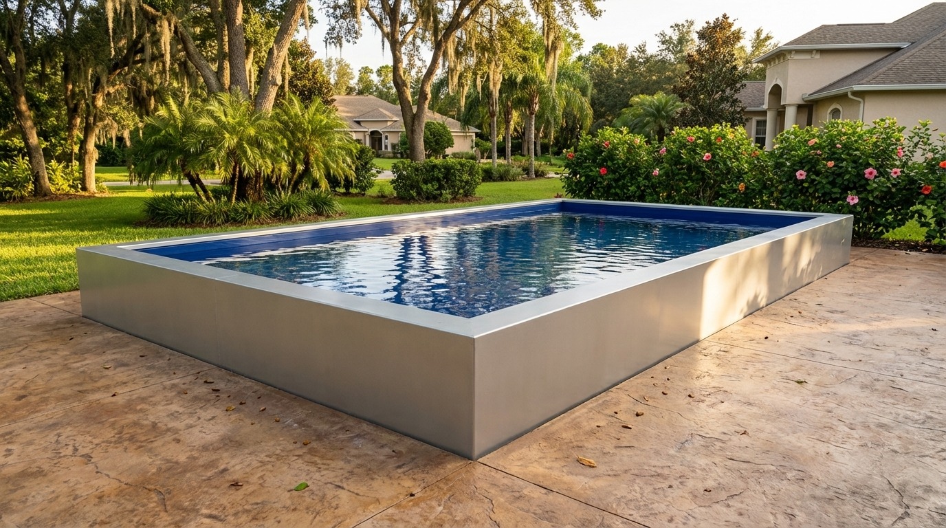 20 x 32 Platinum Silver Deep Sea Blue Architectural Pool