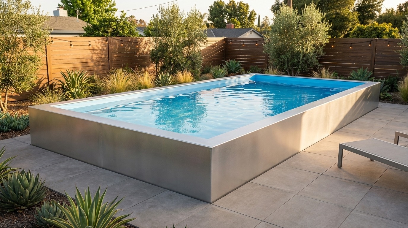 20 x 32 Platinum Silver Aqua Blue Architectural Pool