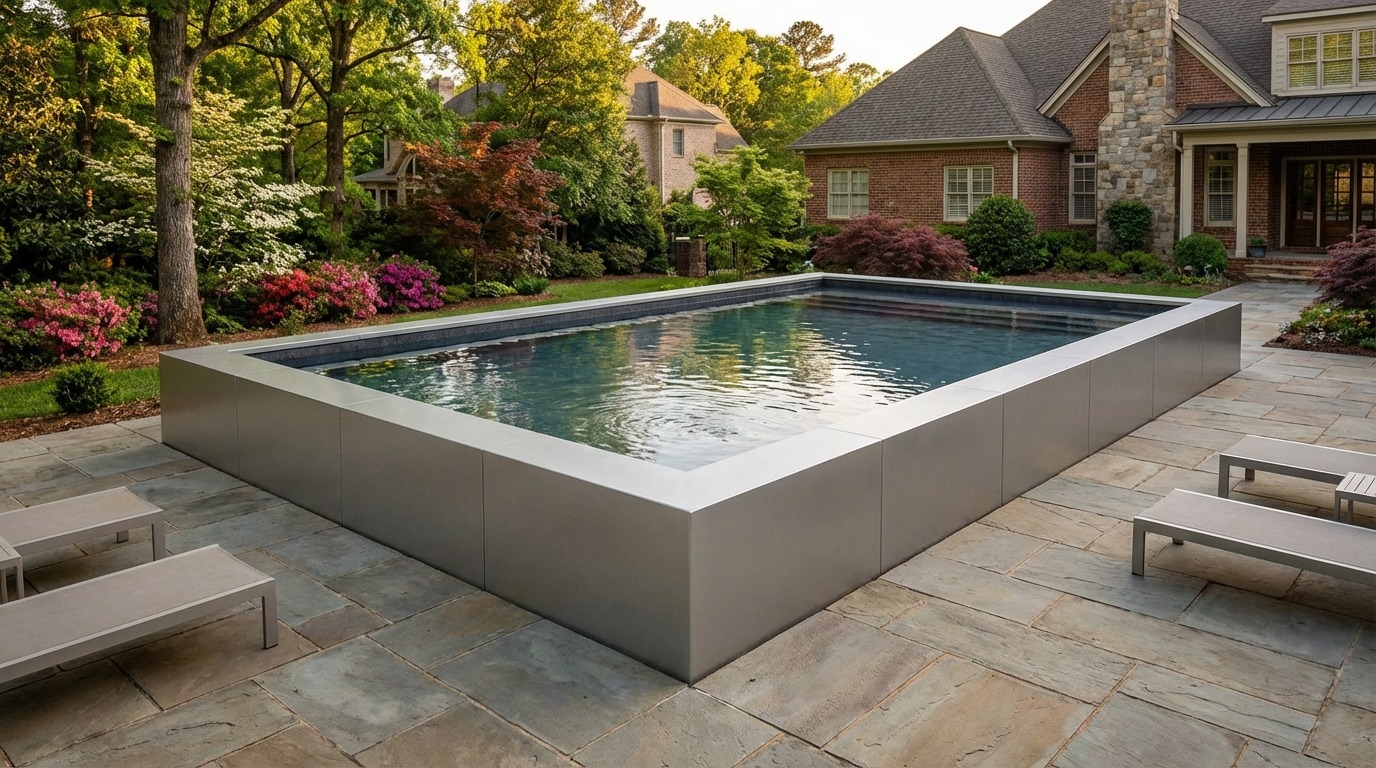 20 x 32 Platinum Silver Titanium Stone Architectural Pool