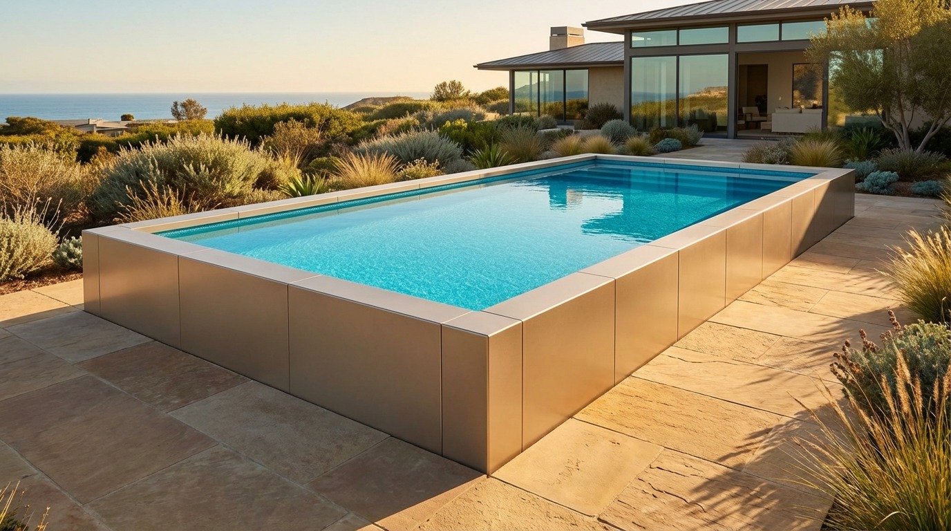 20 x 36 Champagne Mist Blue Topaz Architectural Pool