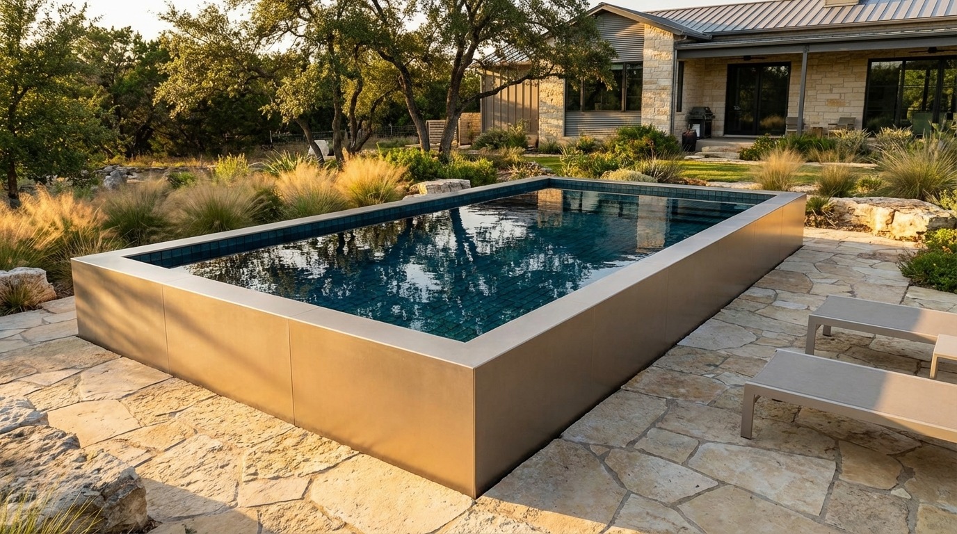 20 x 36 Champagne Mist Black Sapphire Architectural Pool
