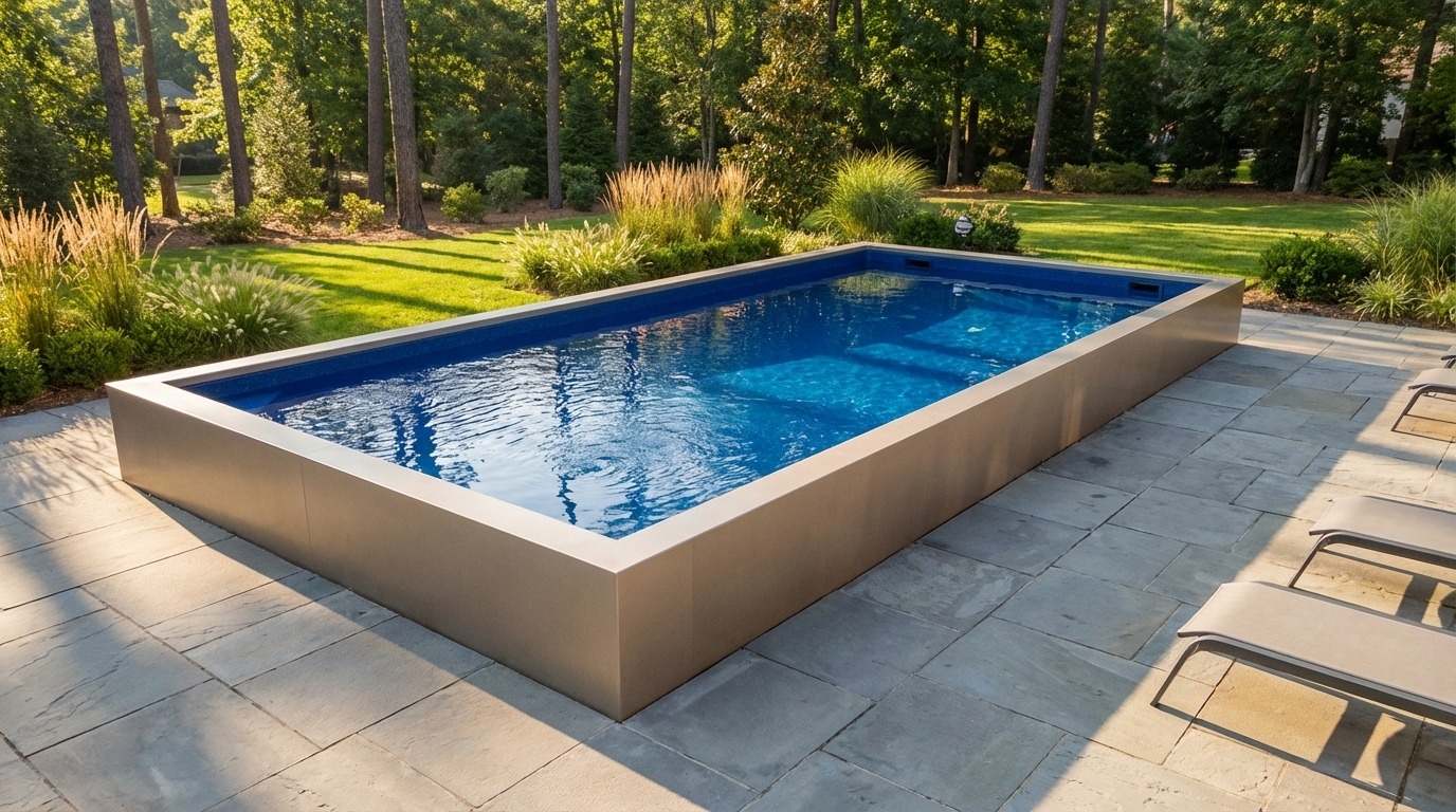 20 x 36 Champagne Mist Deep Sea Blue Architectural Pool