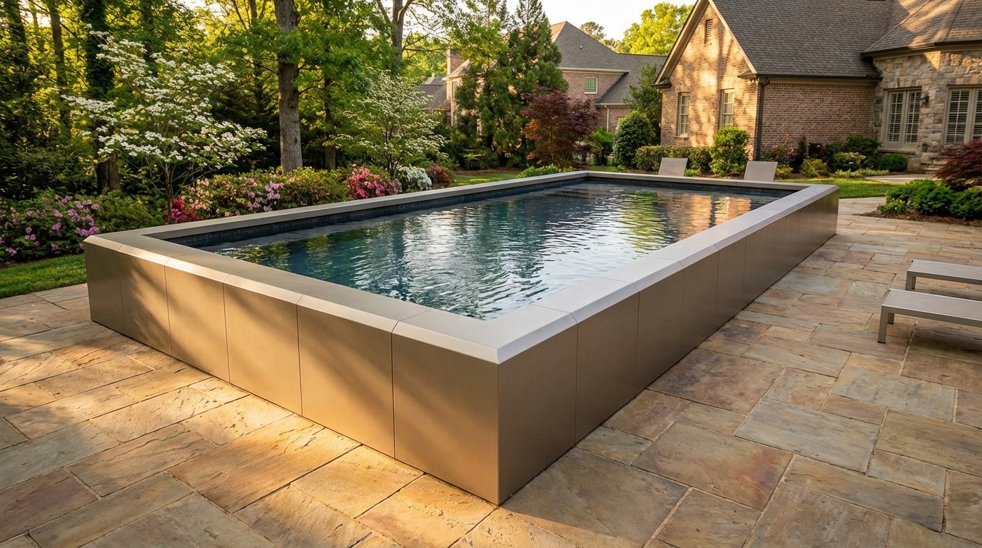 20 x 36 Champagne Mist Titanium Stone Architectural Pool