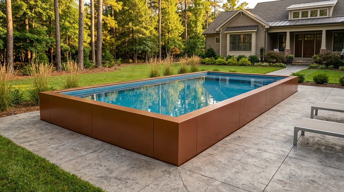 20 x 36 Espresso Copper Blue Topaz Architectural Pool