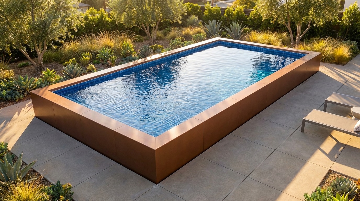 20 x 36 Espresso Copper Blue Matrix Architectural Pool