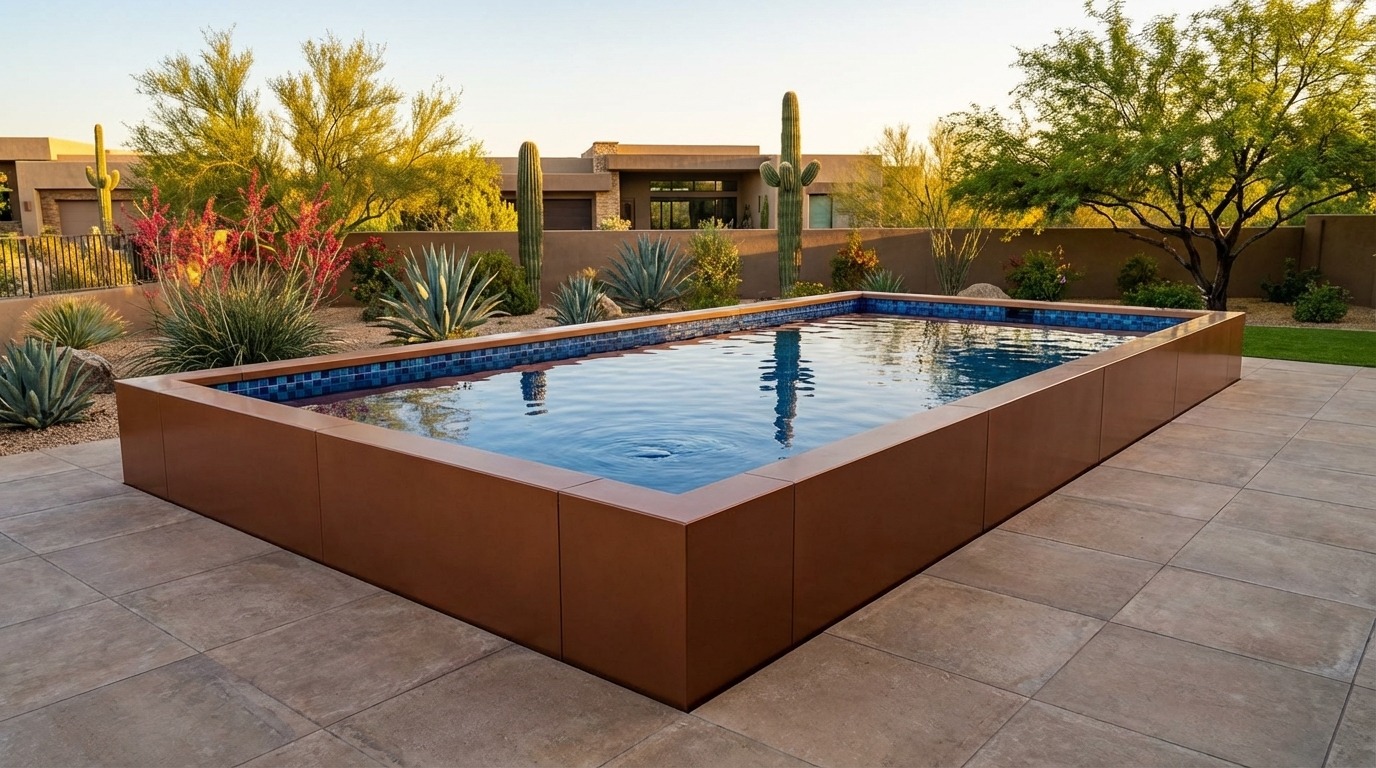20 x 36 Espresso Copper Mystic Blue Architectural Pool