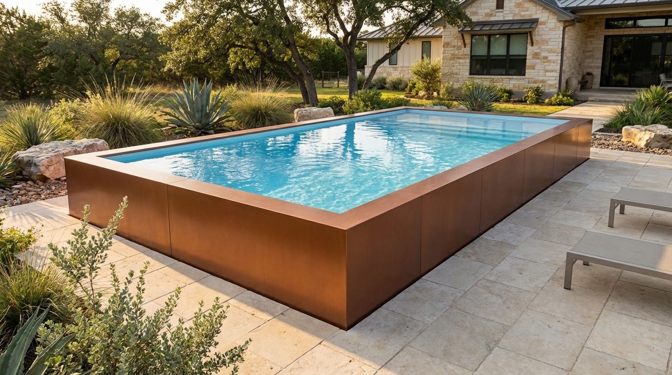 20 x 36 Espresso Copper Aqua Blue Architectural Pool