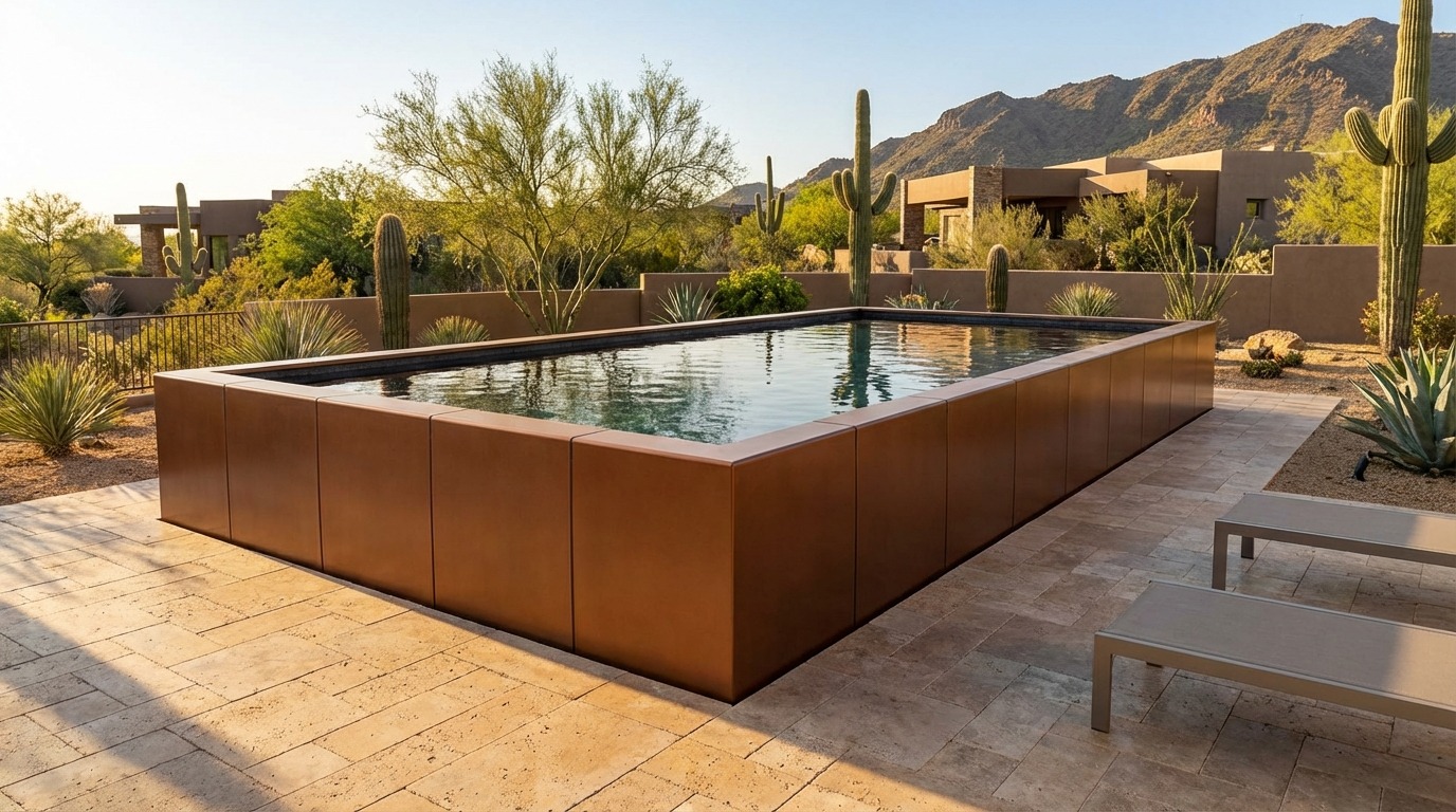 20 x 36 Espresso Copper Titanium Stone Architectural Pool