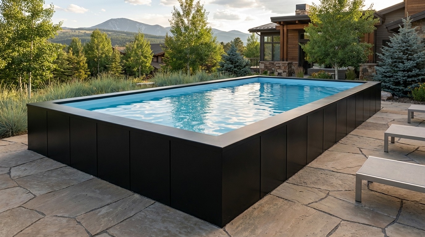 20 x 36 Midnight Black Aqua Blue Architectural Pool
