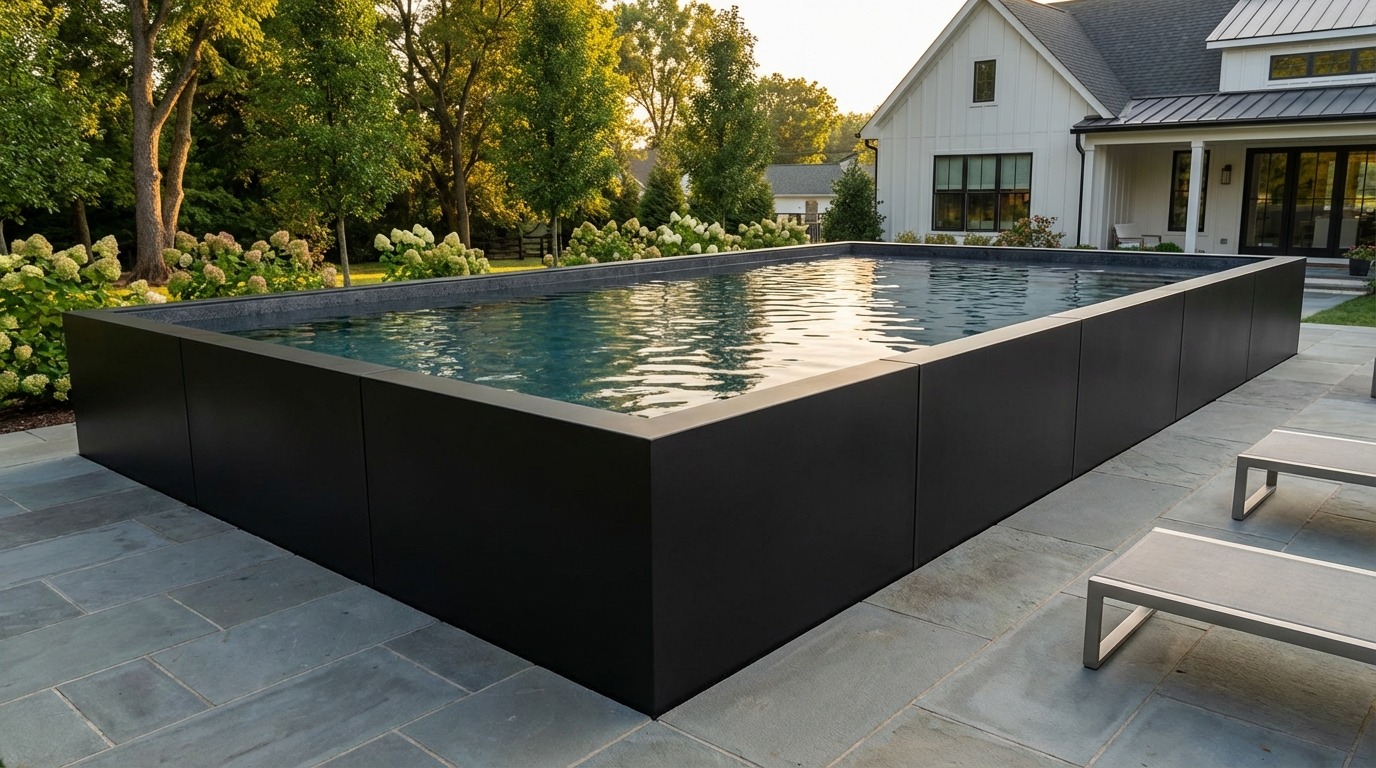 20 x 36 Midnight Black Titanium Stone Architectural Pool