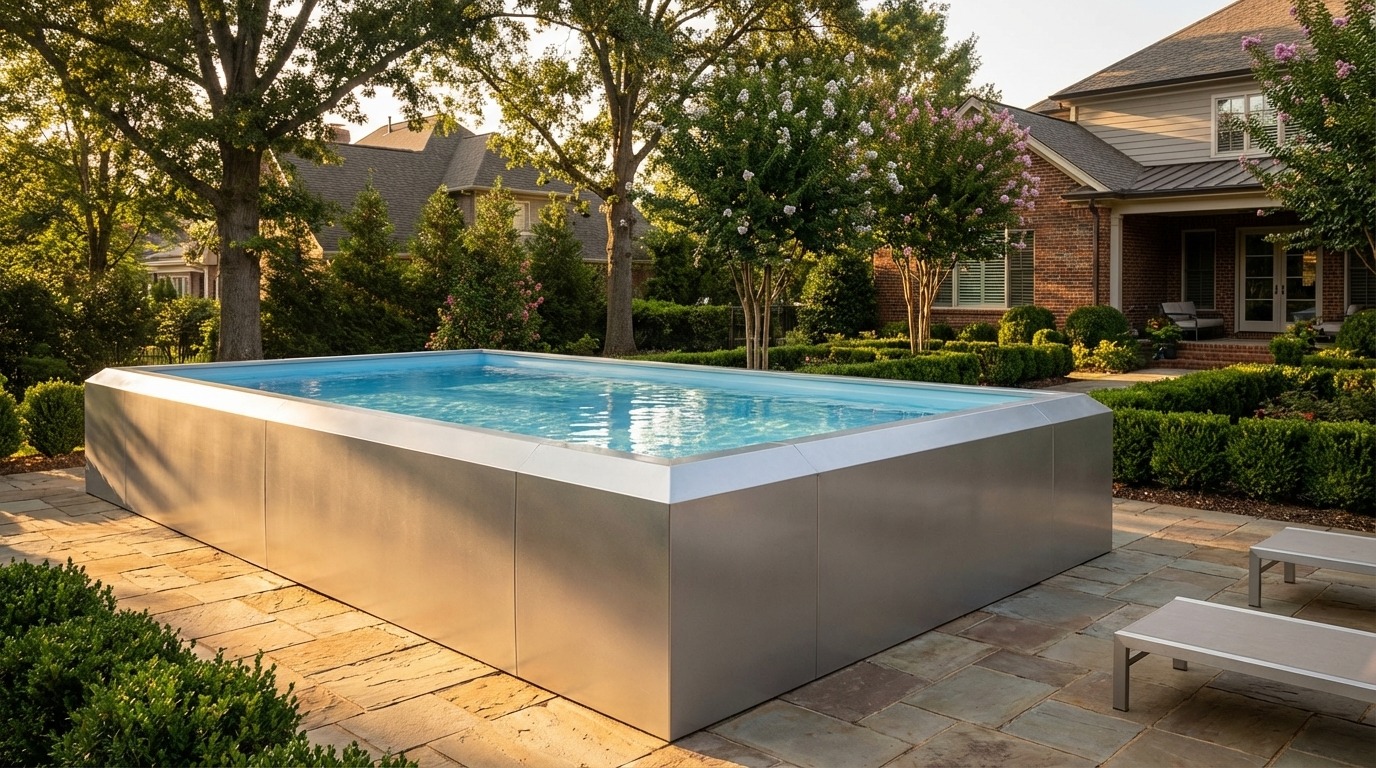 20 x 36 Platinum Silver Aqua Blue Architectural Pool
