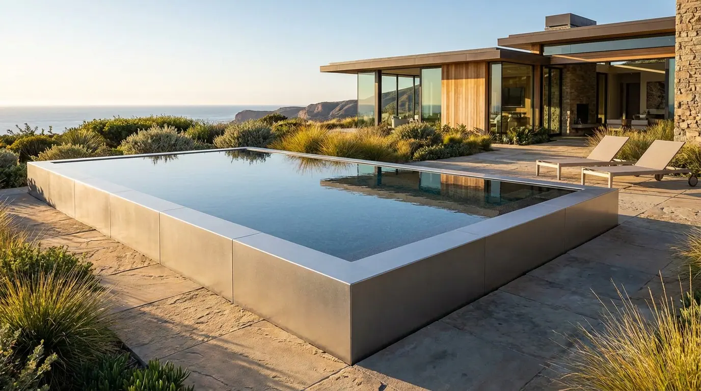 20 x 36 Platinum Silver Titanium Stone Architectural Pool