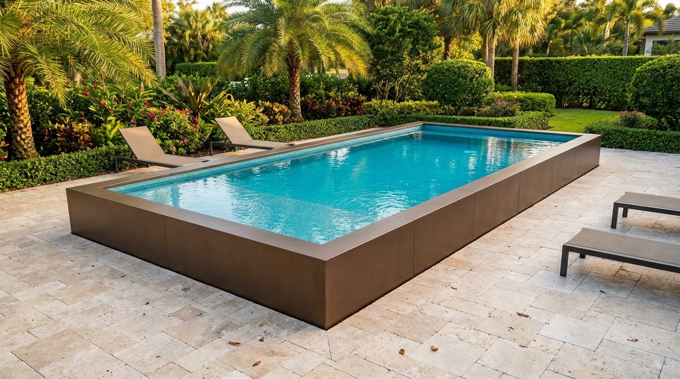 20 x 40 Canyon Bronze Blue Topaz Architectural Pool