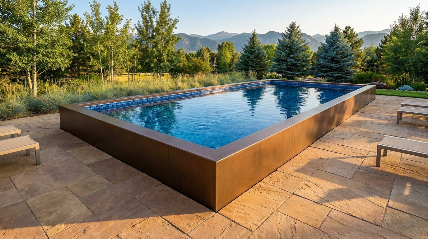 20 x 40 Canyon Bronze Mystic Blue Architectural Pool