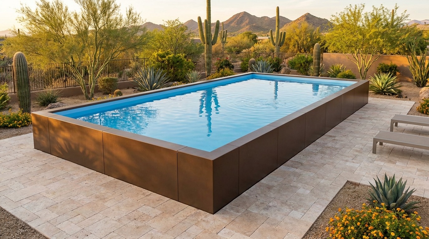 20 x 40 Canyon Bronze Aqua Blue Architectural Pool