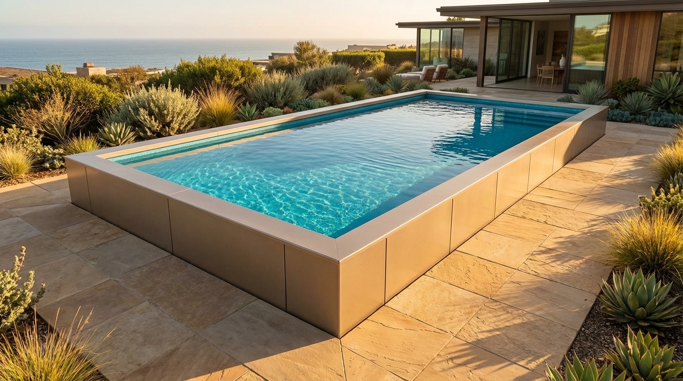 20 x 40 Champagne Mist Blue Topaz Architectural Pool