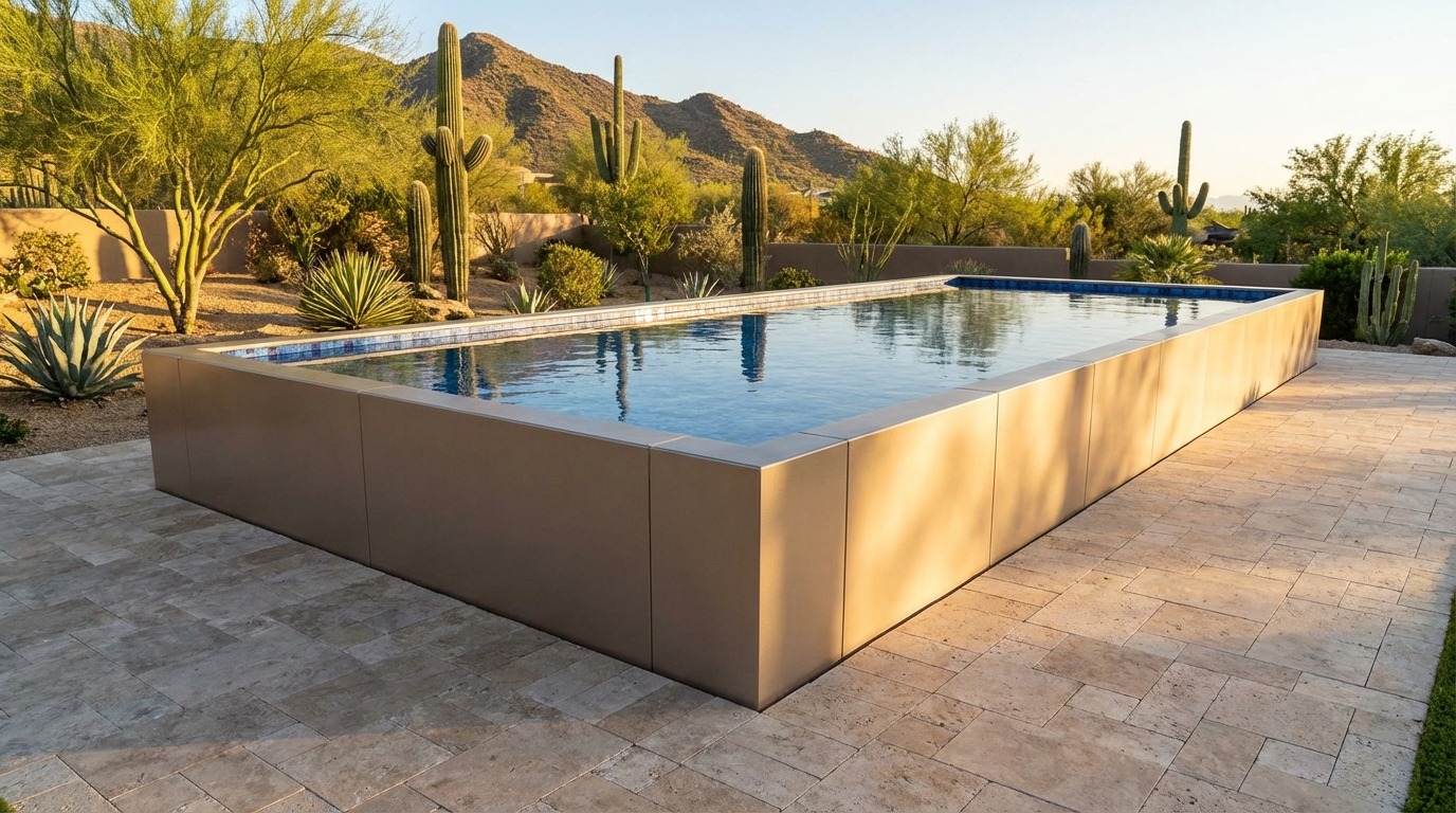 20 x 40 Champagne Mist Mystic Blue Architectural Pool