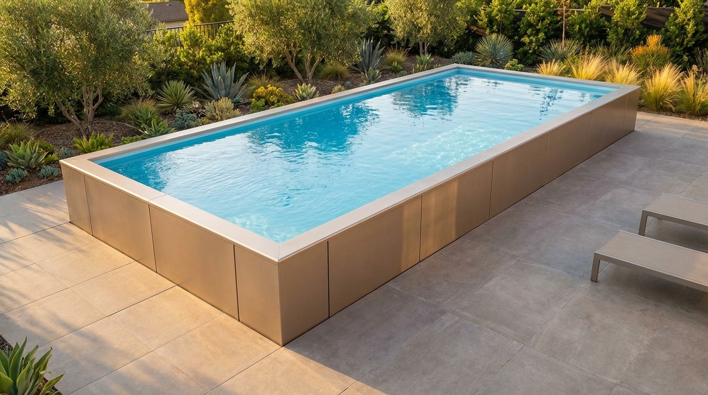 20 x 40 Champagne Mist Aqua Blue Architectural Pool