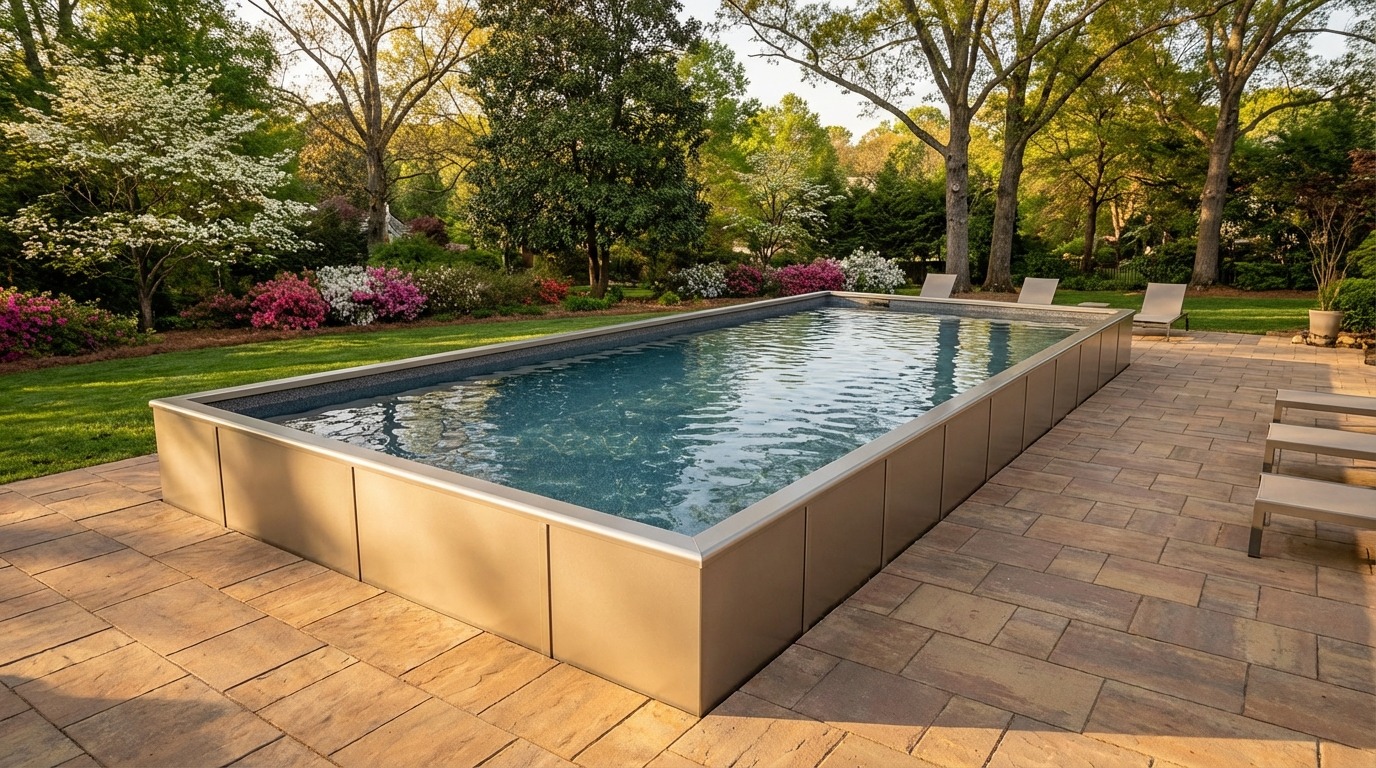 20 x 40 Champagne Mist Titanium Stone Architectural Pool