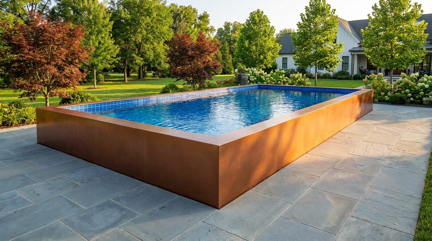 20 x 40 Espresso Copper Blue Matrix Architectural Pool
