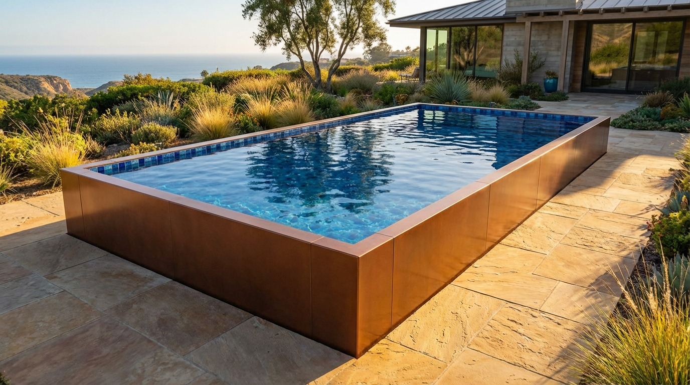 20 x 40 Espresso Copper Mystic Blue Architectural Pool