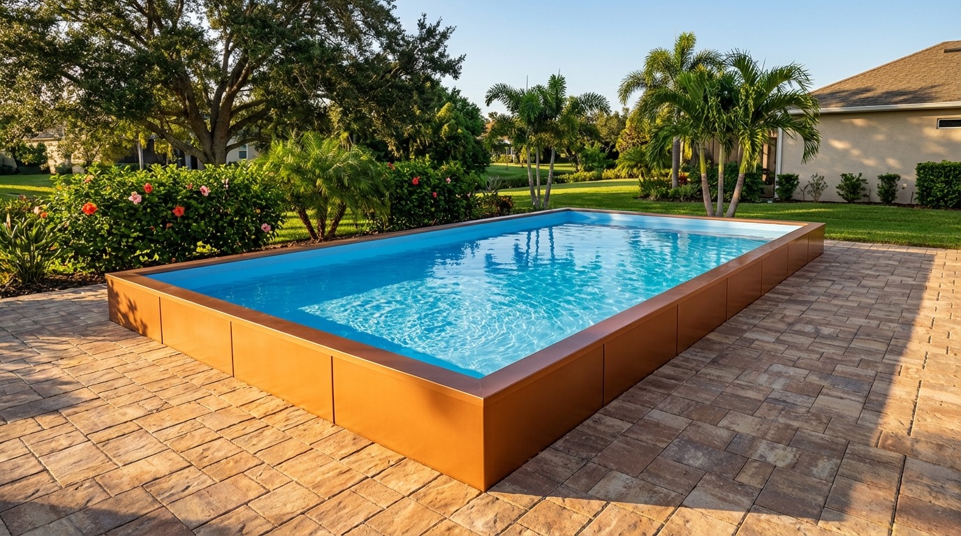 20 x 40 Espresso Copper Aqua Blue Architectural Pool