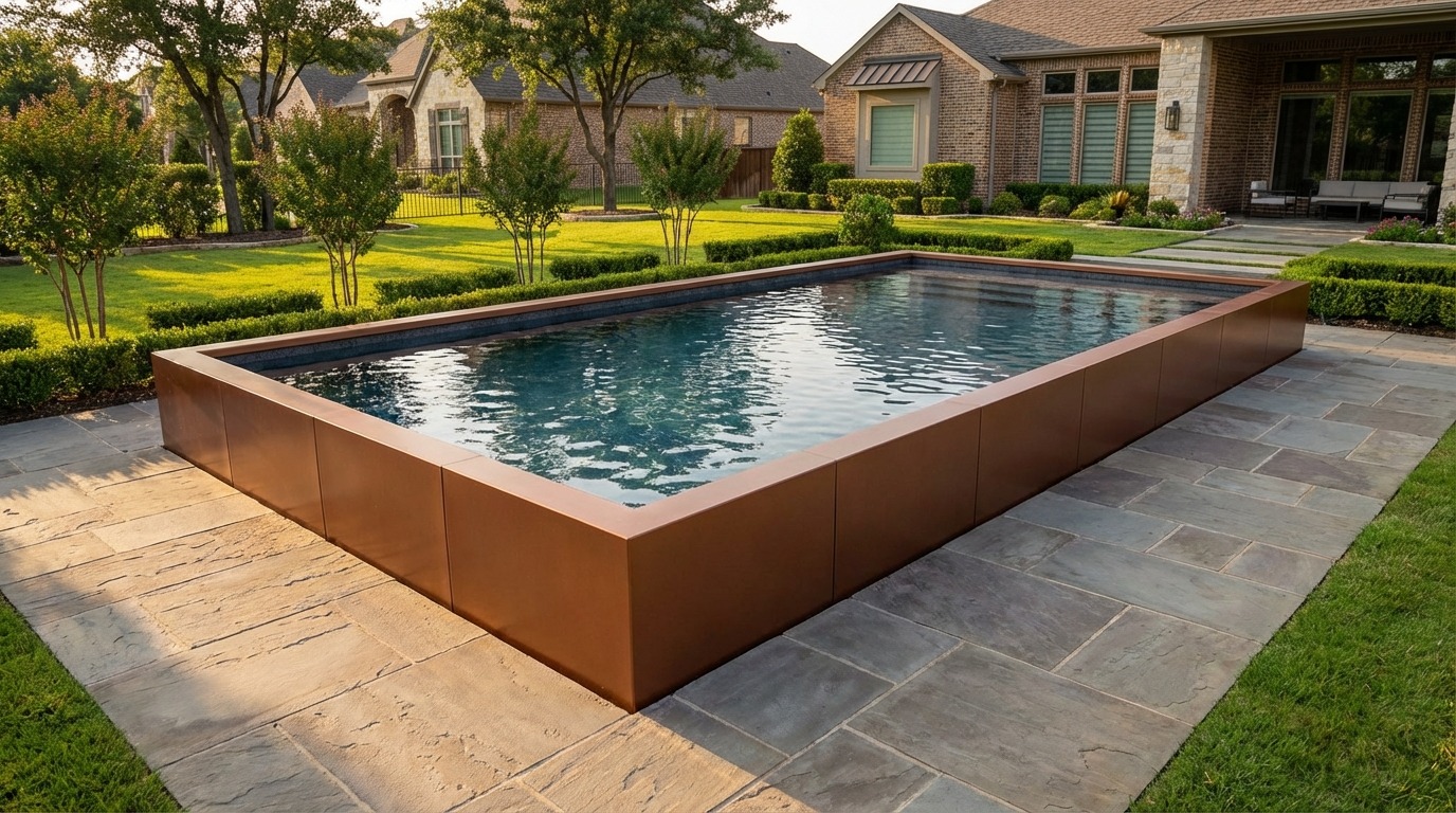 20 x 40 Espresso Copper Titanium Stone Architectural Pool