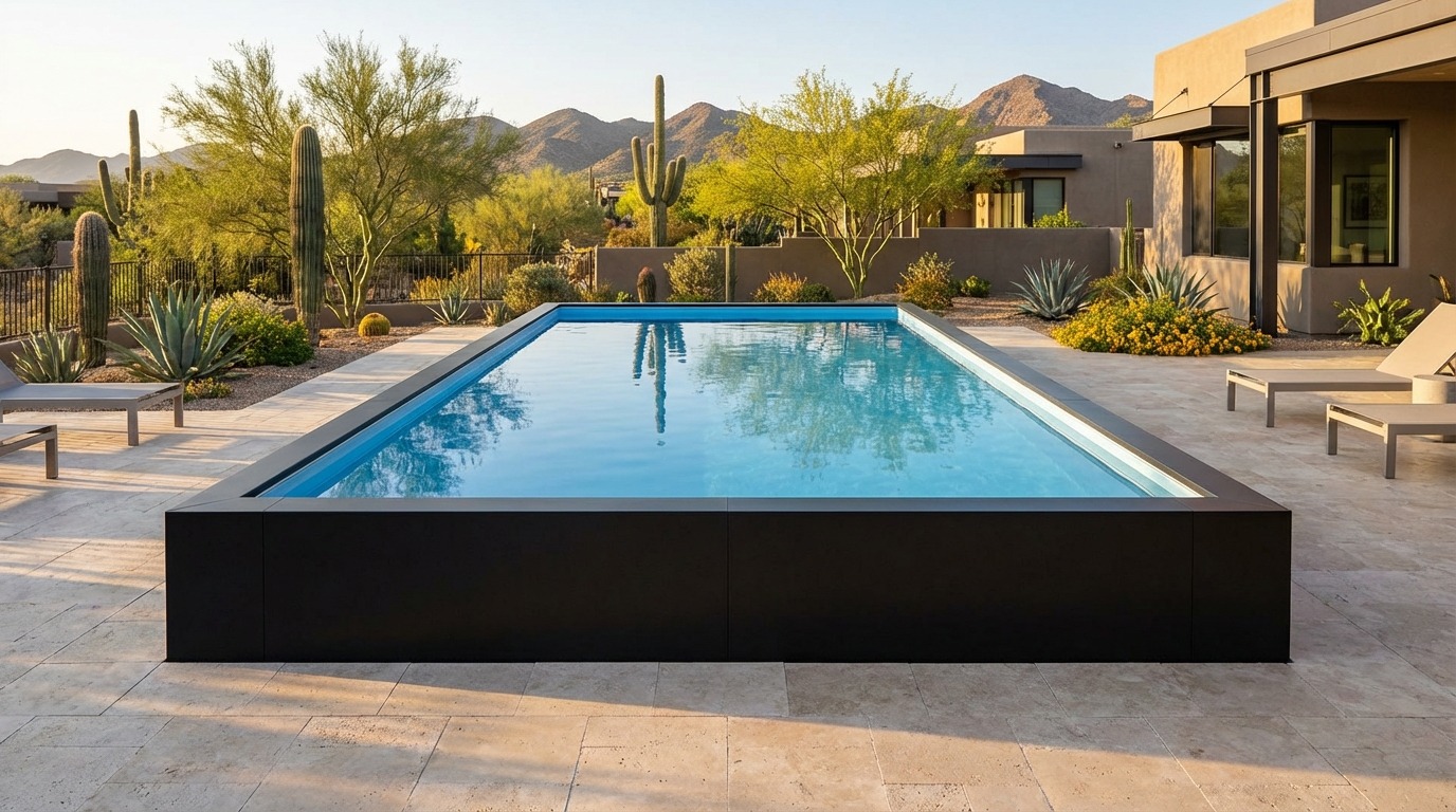 20 x 40 Midnight Black Aqua Blue Architectural Pool
