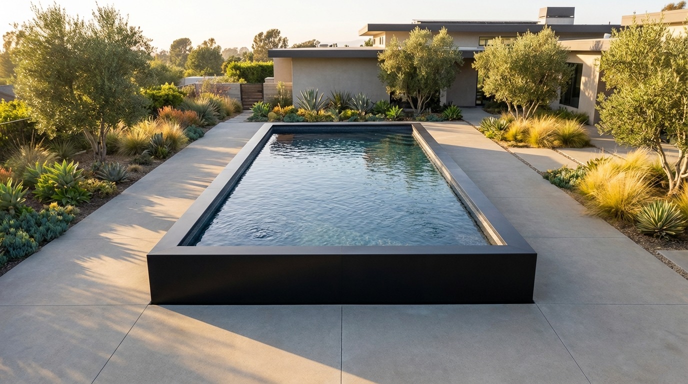 20 x 40 Midnight Black Titanium Stone Architectural Pool
