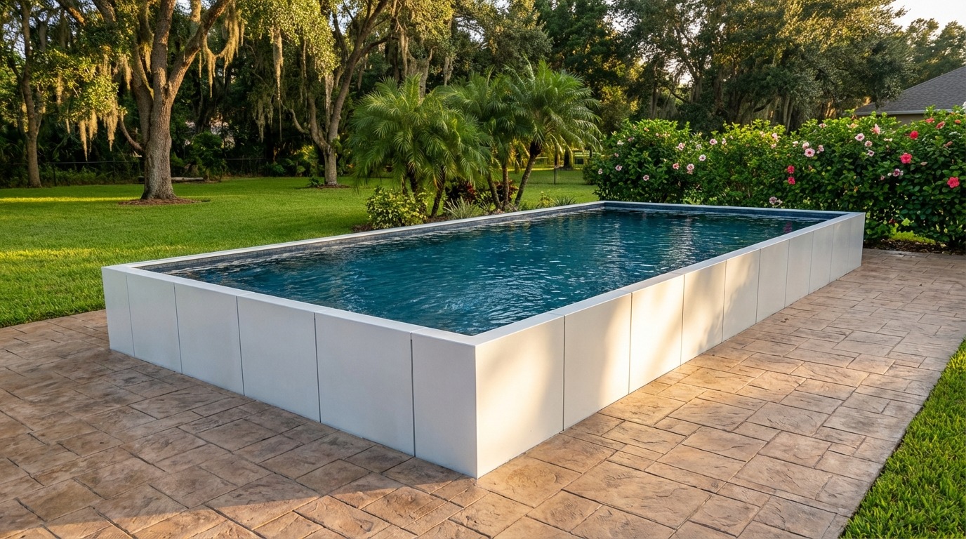 20 x 40 Alpine White Titanium Stone Architectural Pool
