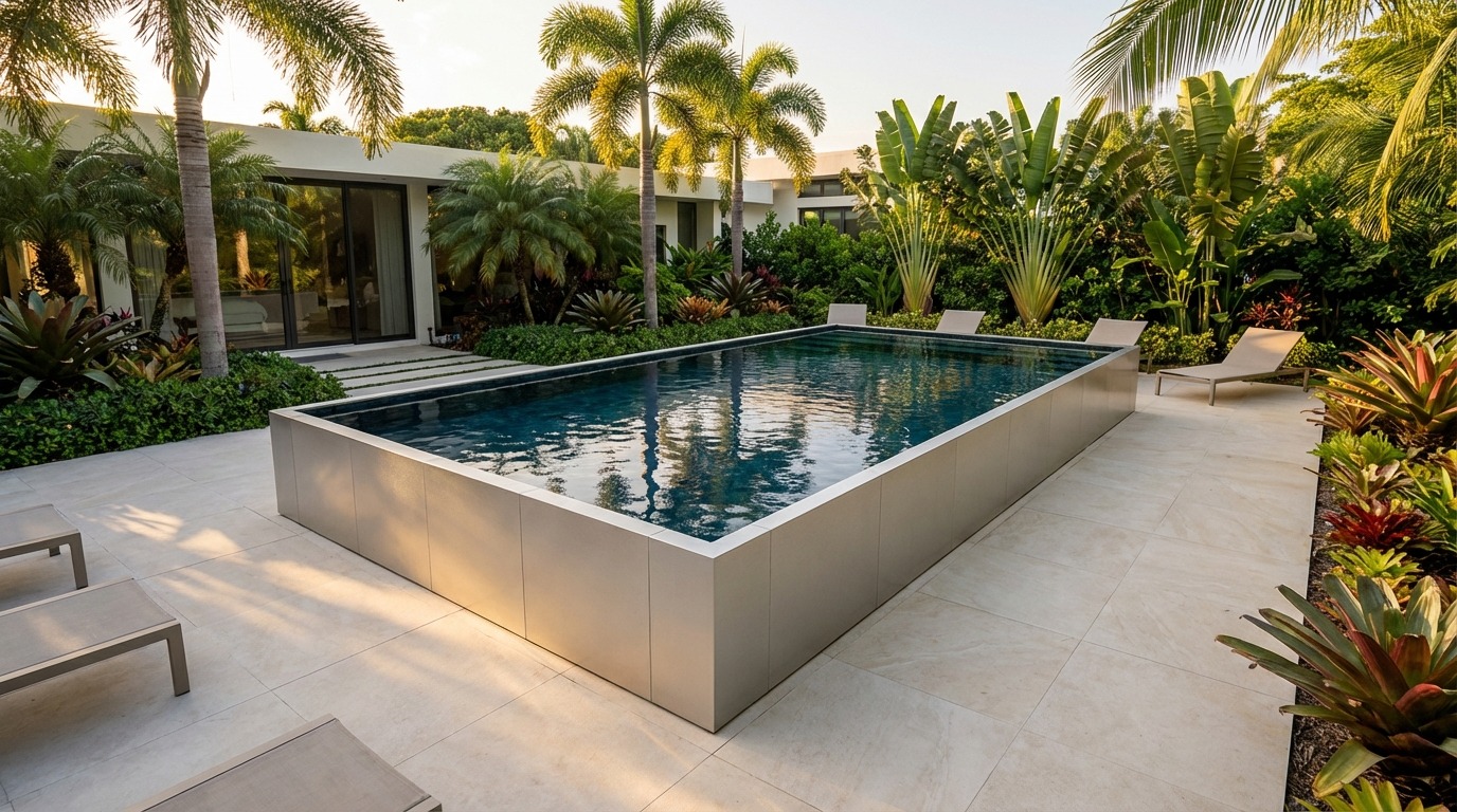 20 x 40 Platinum Silver Black Sapphire Architectural Pool
