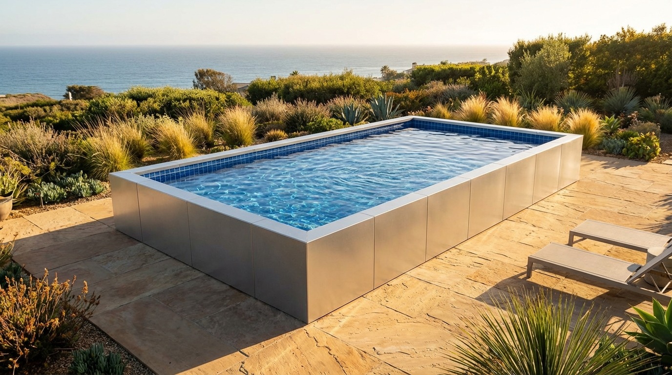 20 x 40 Platinum Silver Blue Matrix Architectural Pool