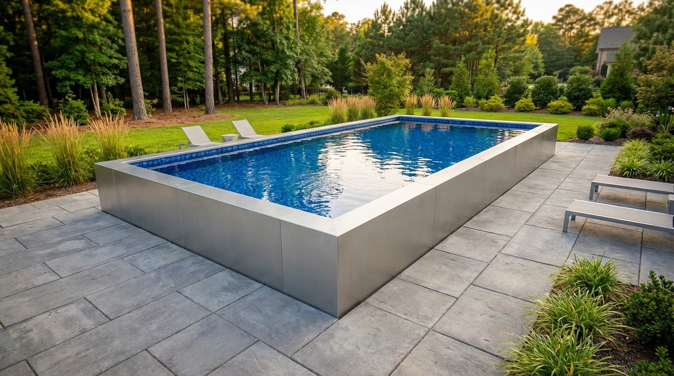 20 x 40 Platinum Silver Mystic Blue Architectural Pool
